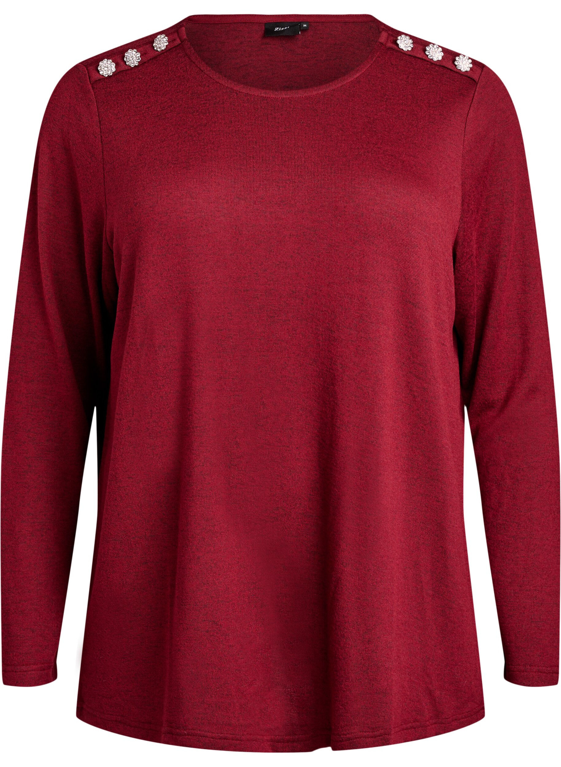 Zizzi Bluse mit Zierkn&ouml;pfen, Rot, Packshot image number 0