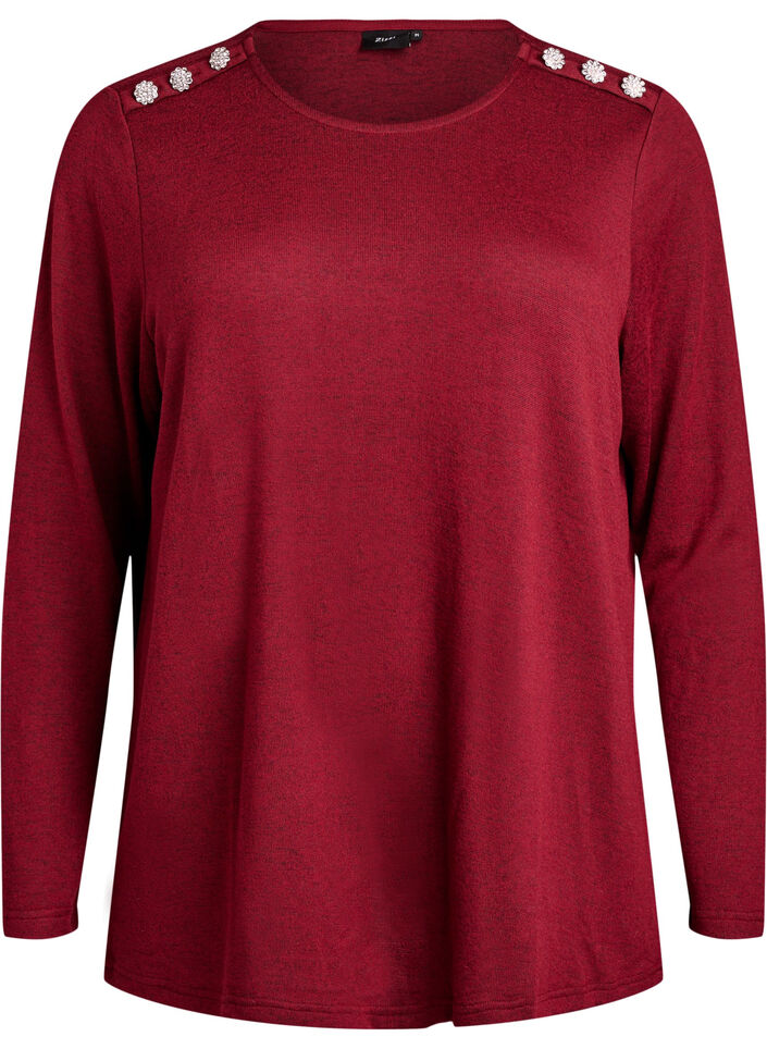 Bluse mit Zierkn&ouml;pfen, Rot, Packshot image number 0