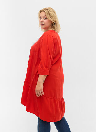 Kleid mit 3/4-Ärmeln, Fiery Red, Model image number 1