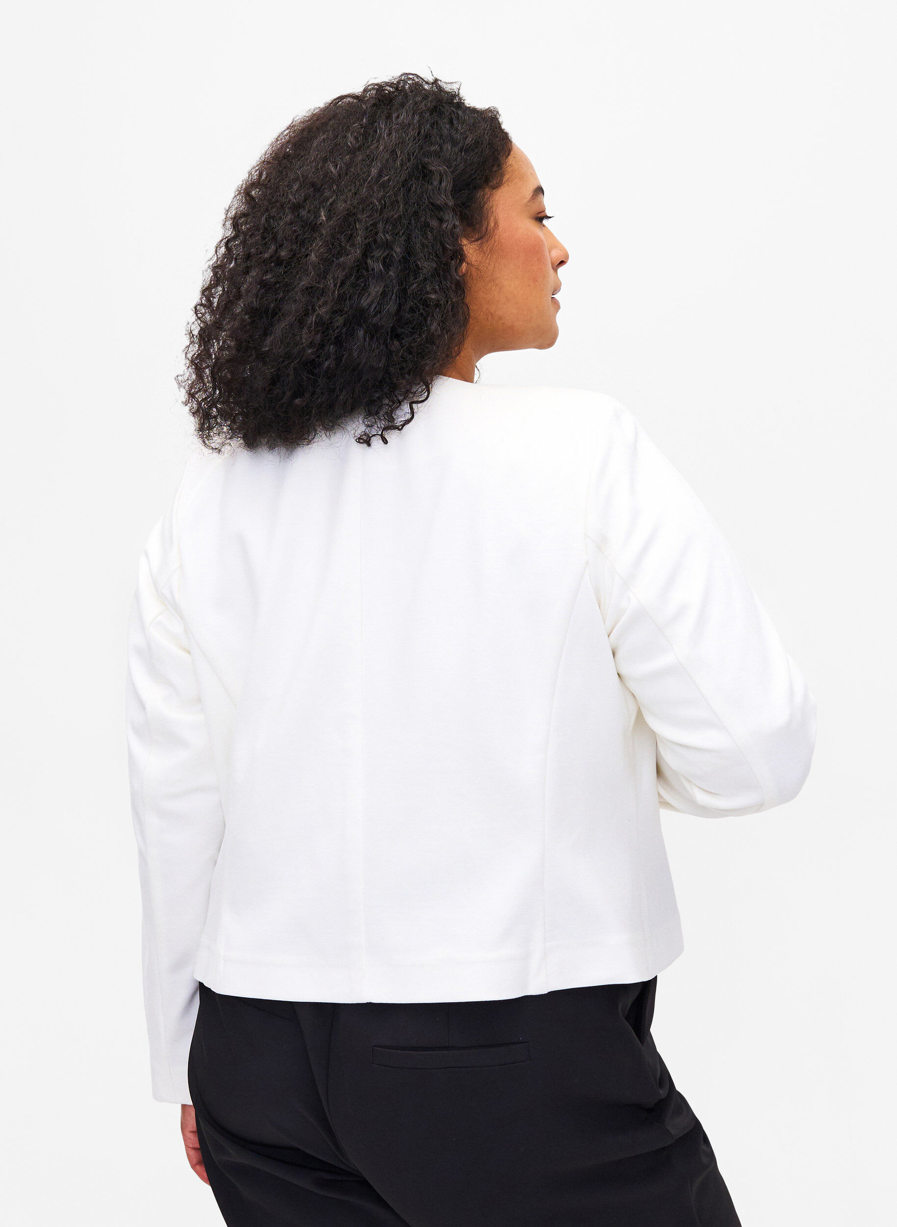 Zizzi Kurzer Blazer ohne Verschluss, Cloud Dancer, Model image number 1