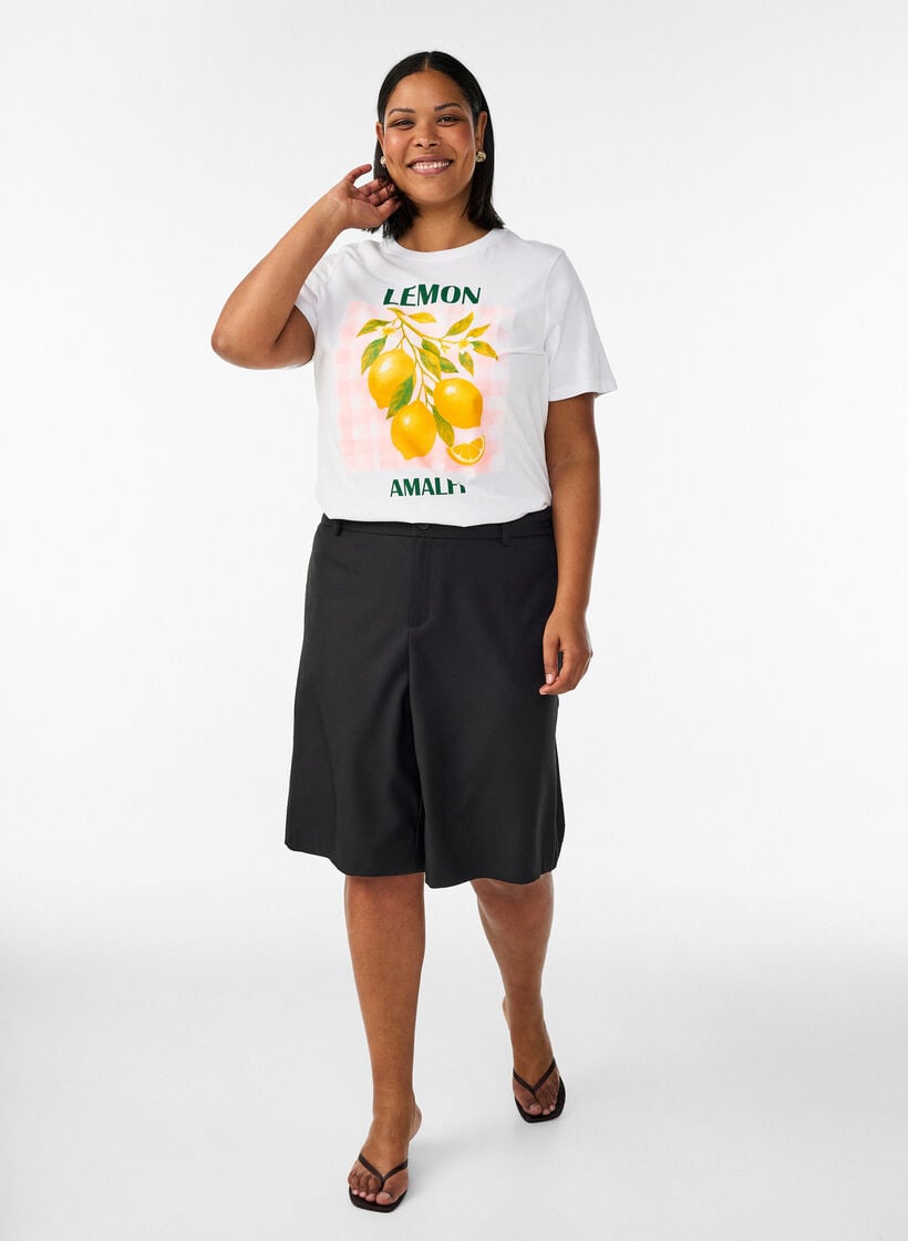T-shirt aus Baumwolle mit Print, Wei&szlig;, Model image number 1