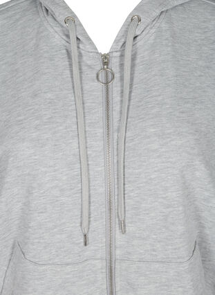 Kurzarm Sweatshirt mit Reißverschluss, Light Grey Melange, Packshot image number 2