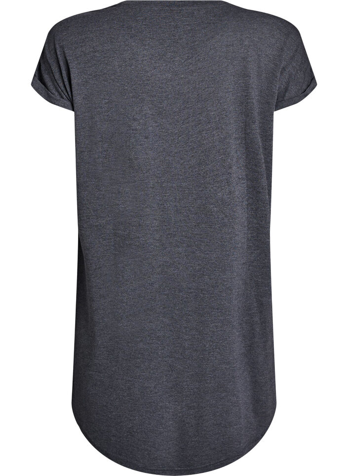 Kurzärmliges Nachthemd mit Textdruck, Schwarz, Packshot image number 1