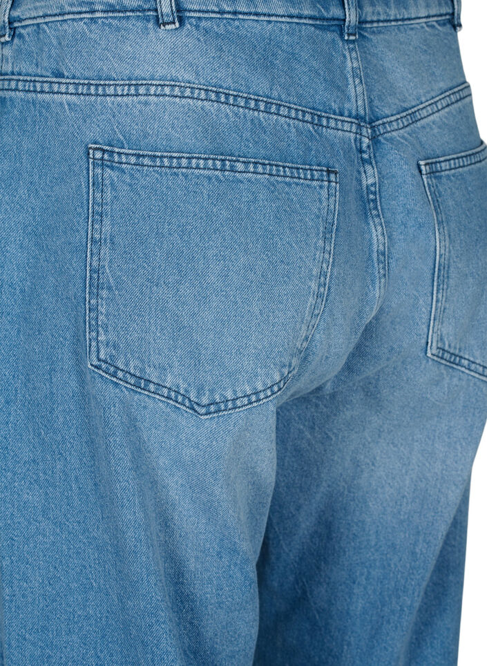 Gerade geschnittene Jeans mit ungesäumten Kanten, Medium Blue, Packshot image number 3