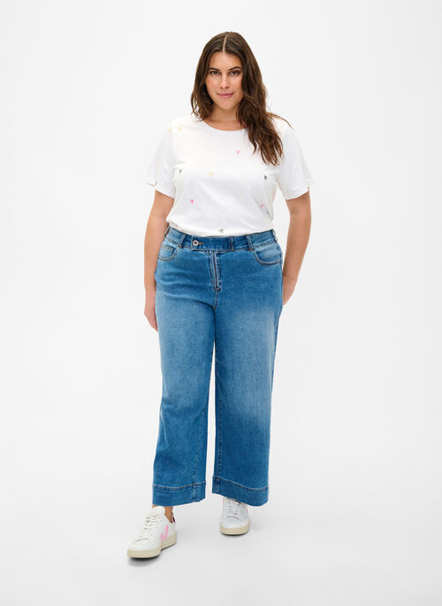 Cropped Jeans mit breitem Bein