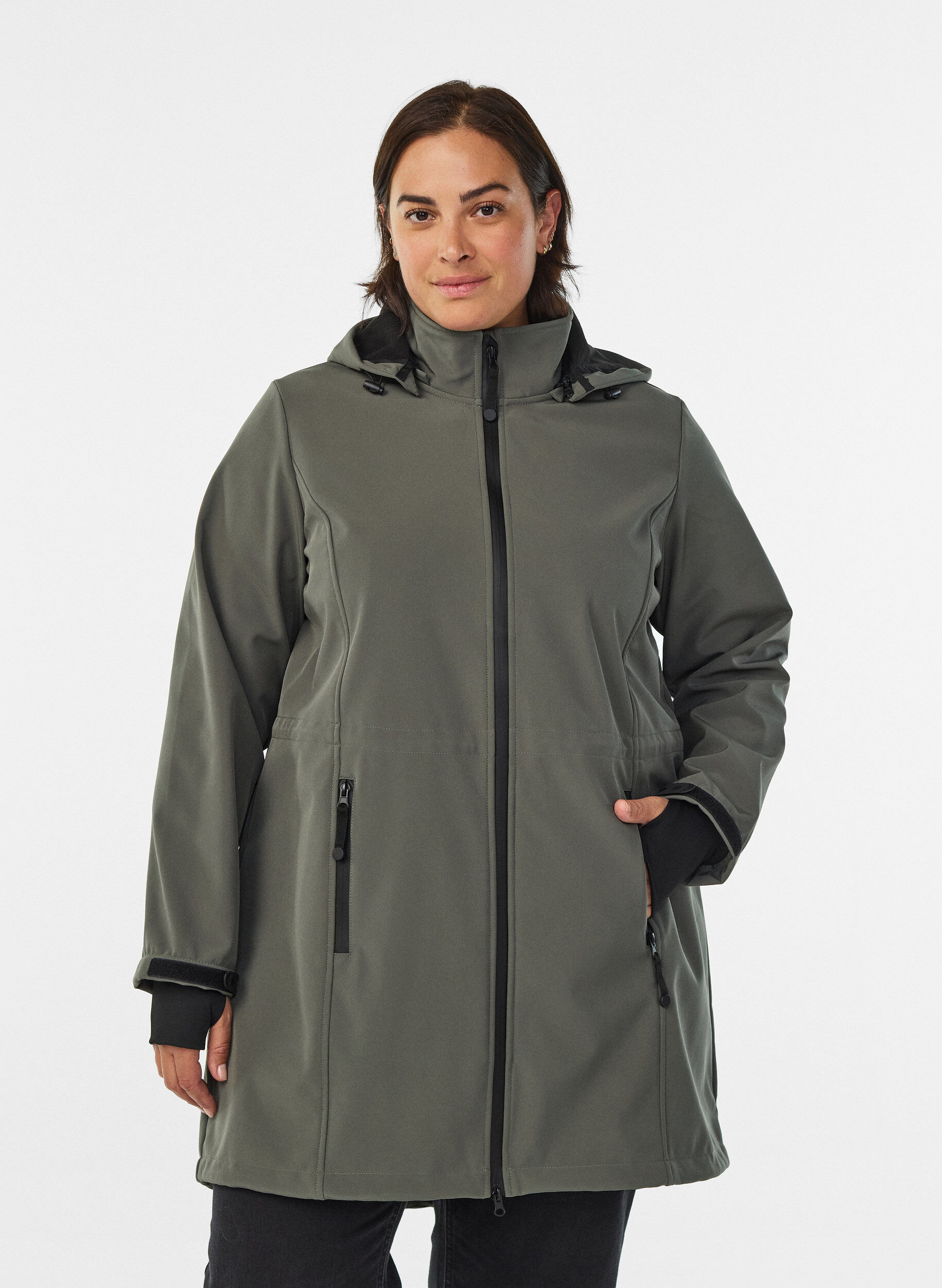 ZizziSoftshelljacke mit abnehmbarer Kapuze, Grau, Model image number 0