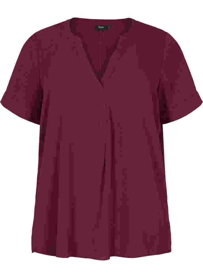 Kurzärmelige Bluse mit V-Ausschnitt, Port Royal, Packshot image number 0