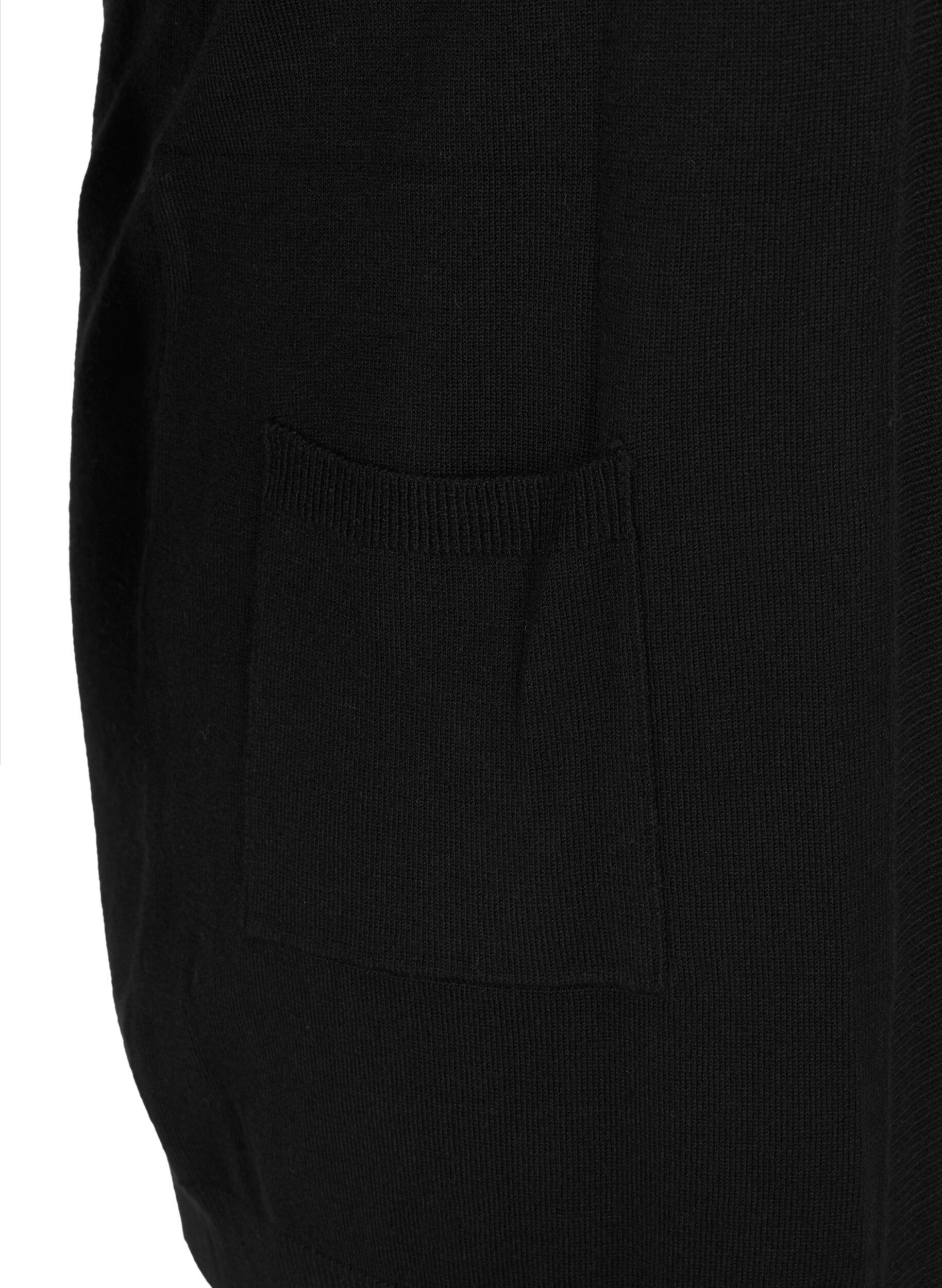 Zizzi Lange Strickjacke aus einer Viskosemischung, Schwarz, Packshot image number 3