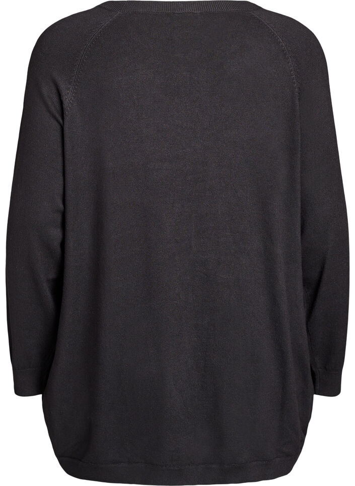 Strickbluse mit seitlichen Knöpfen, Schwarz, Packshot image number 1