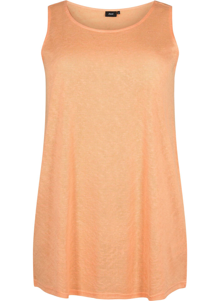 Top mit Struktur und Rundhalsausschnitt, Mock Orange, Packshot image number 0