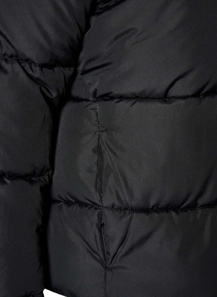 Kurze Pufferjacke mit hohem Kragen, Schwarz, Packshot image number 3