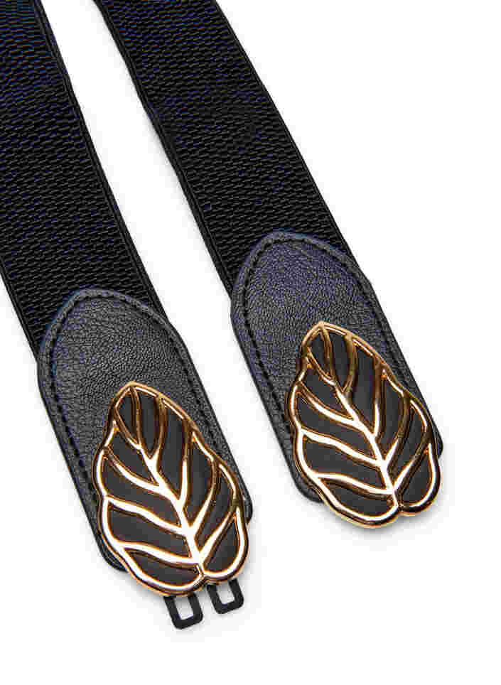 Elastischer Taillengürtel mit Goldschnalle , Black, Packshot image number 2