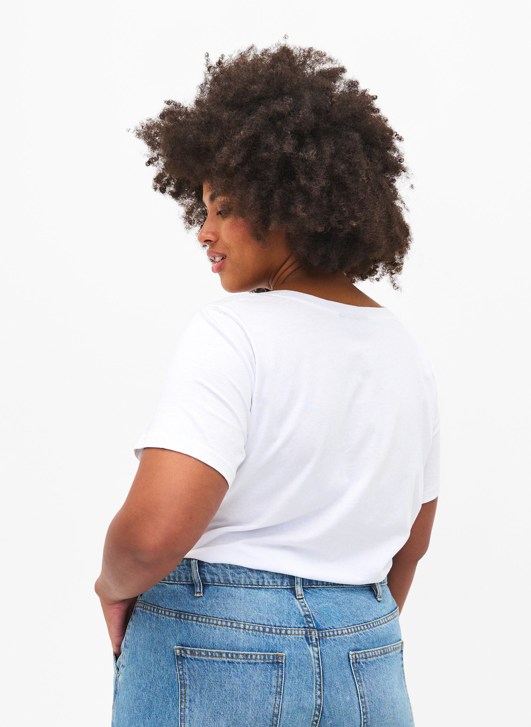 Zizzi T-Shirt mit Strasssteinen, B.White W.Rhinestone, Model image number 1