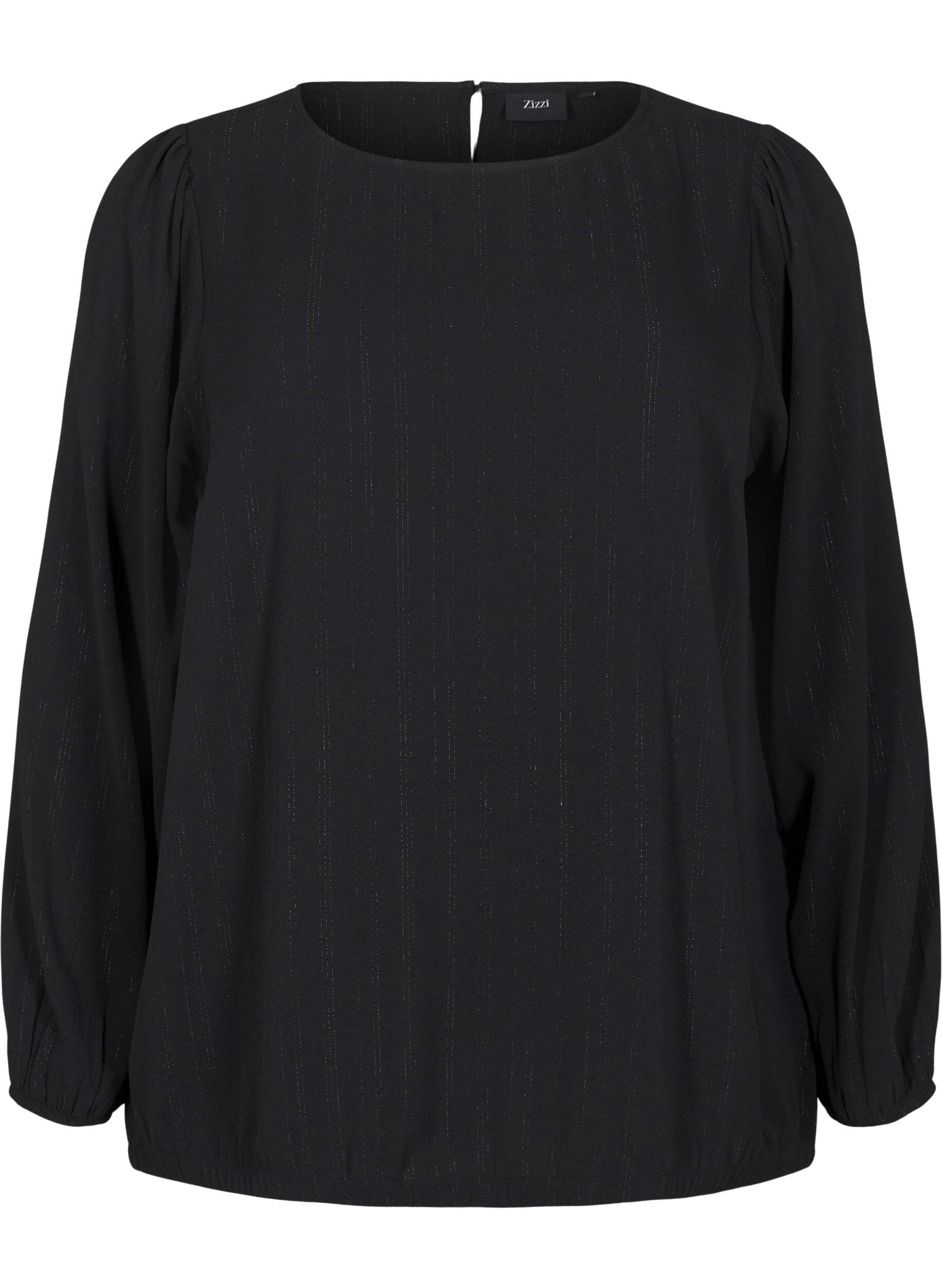 Zizzi Bluse mit Glitzer, Schwarz, Packshot image number 0