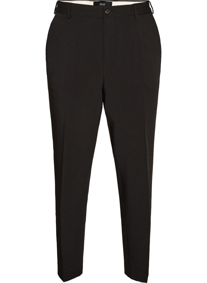 Anzughose mit hoher Taille und B&uuml;gelfalten, Schwarz, Packshot image number 0