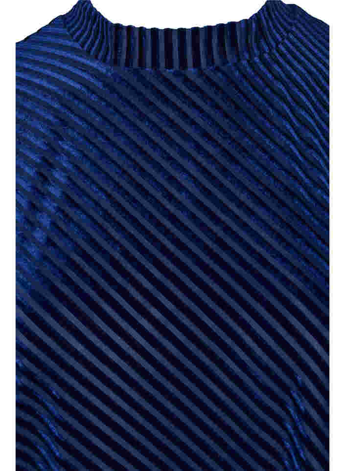 Kleid aus Velours mit Strukturmuster, Evening Blue, Packshot image number 2
