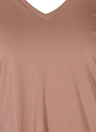 T-Shirt aus Bio-Baumwolle mit V-Ausschnitt, Deep Taupe, Packshot image number 2