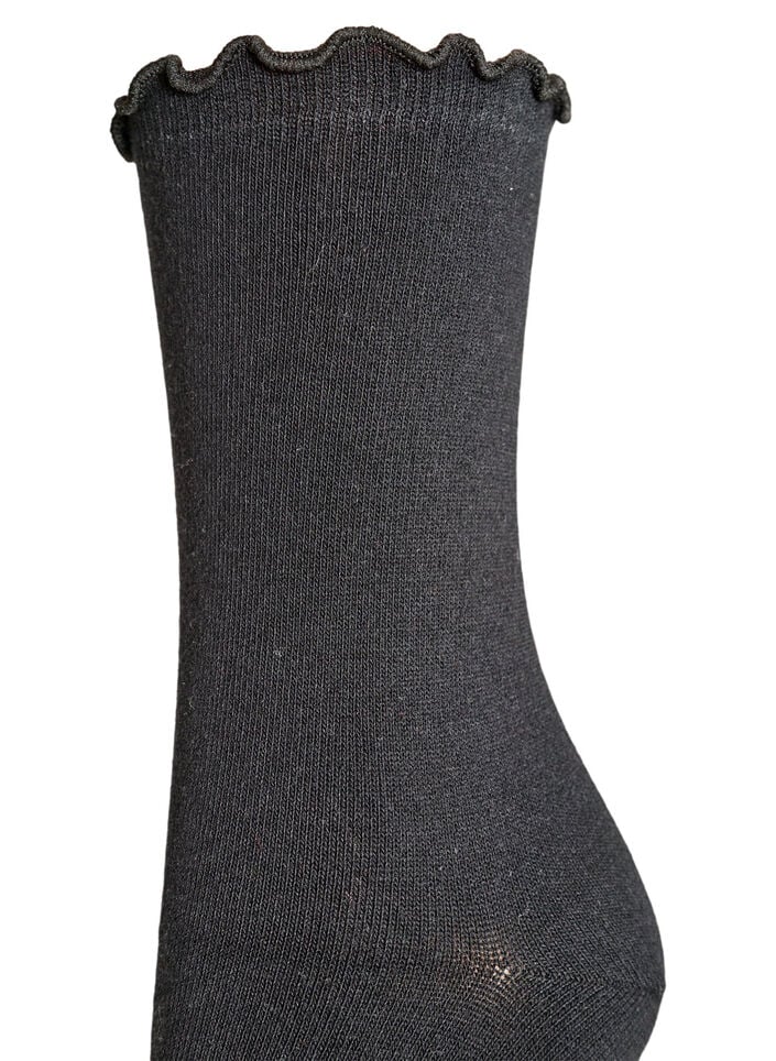 Socken aus Baumwolle mit gewelltem Saum, Schwarz, Packshot image number 2