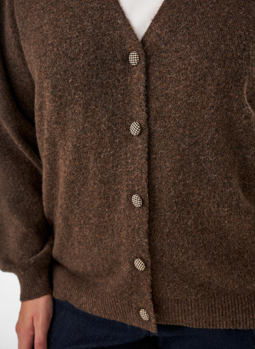 Strickjacke mit Zierkn&ouml;pfen und V-Ausschnitt, Braun, Model image number 3