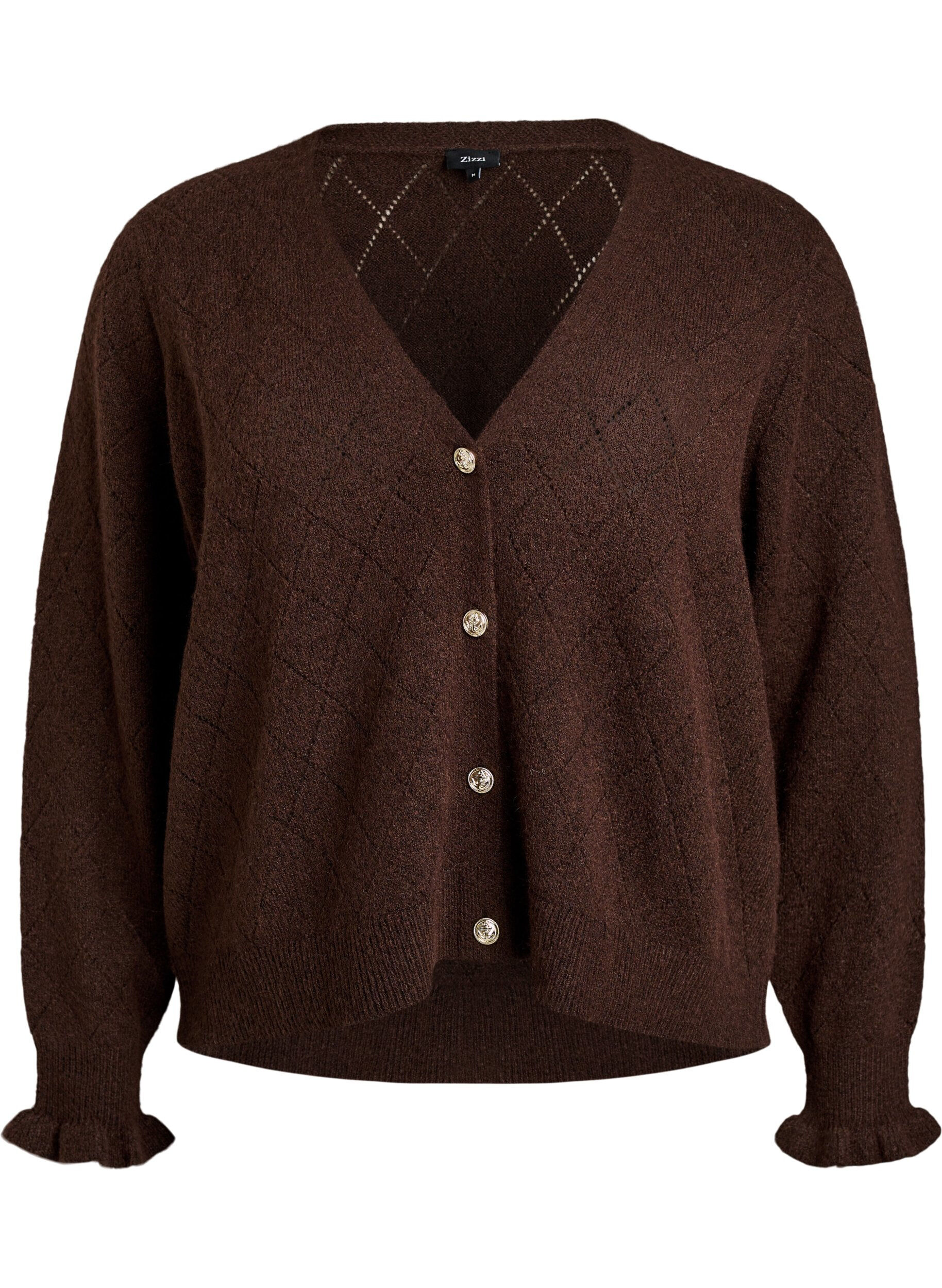 Strickjacke mit Harlekinmuster und V-Ausschnitt