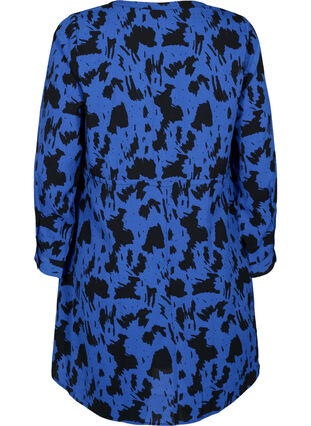 Bedrucktes Kleid mit Tunnelzug in der Taille, Black Blue AOP, Packshot image number 1