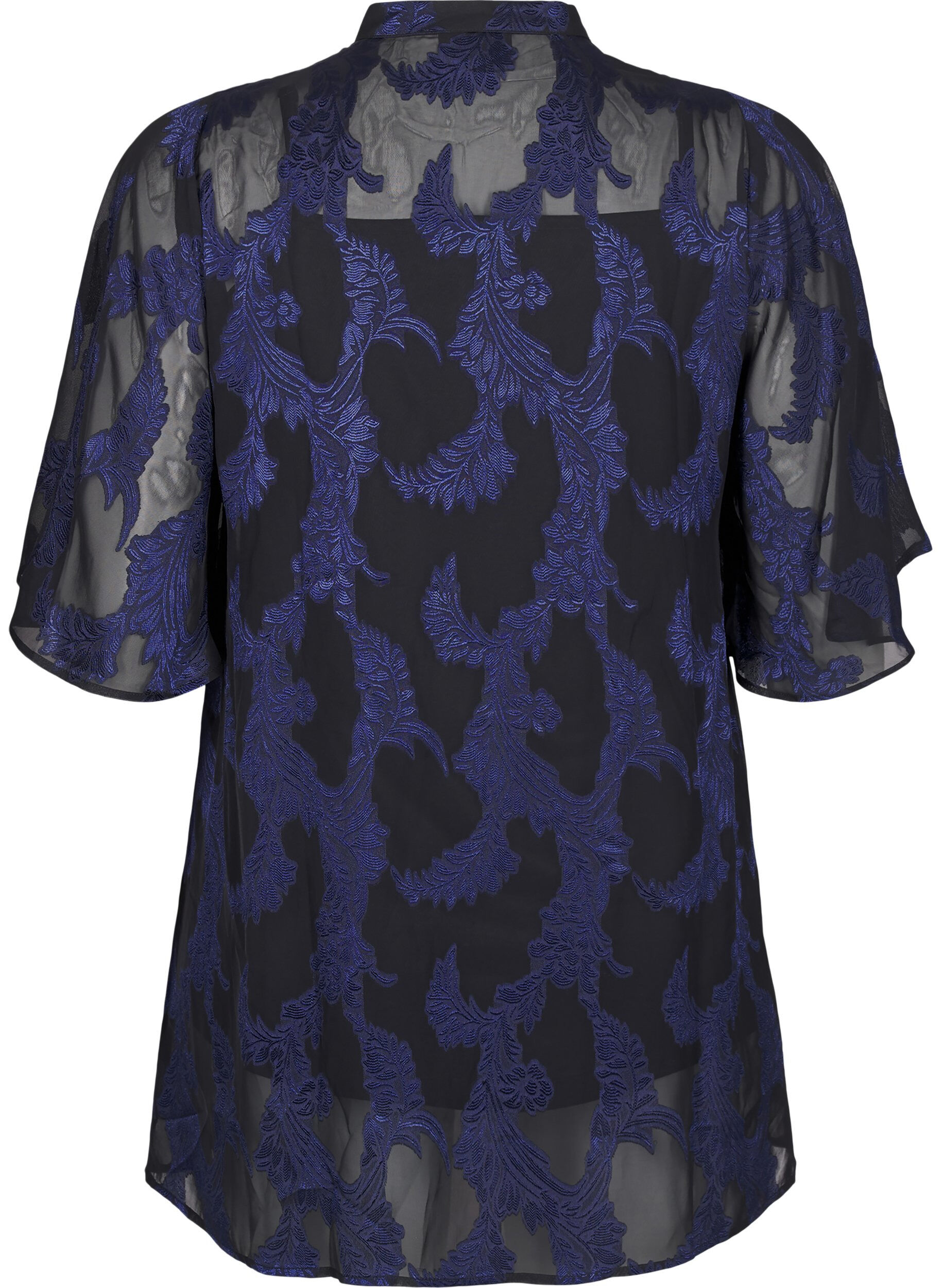 Zizzi Tunika aus Chiffon mit Jacquardmuster, Evening Blue, Packshot image number 1