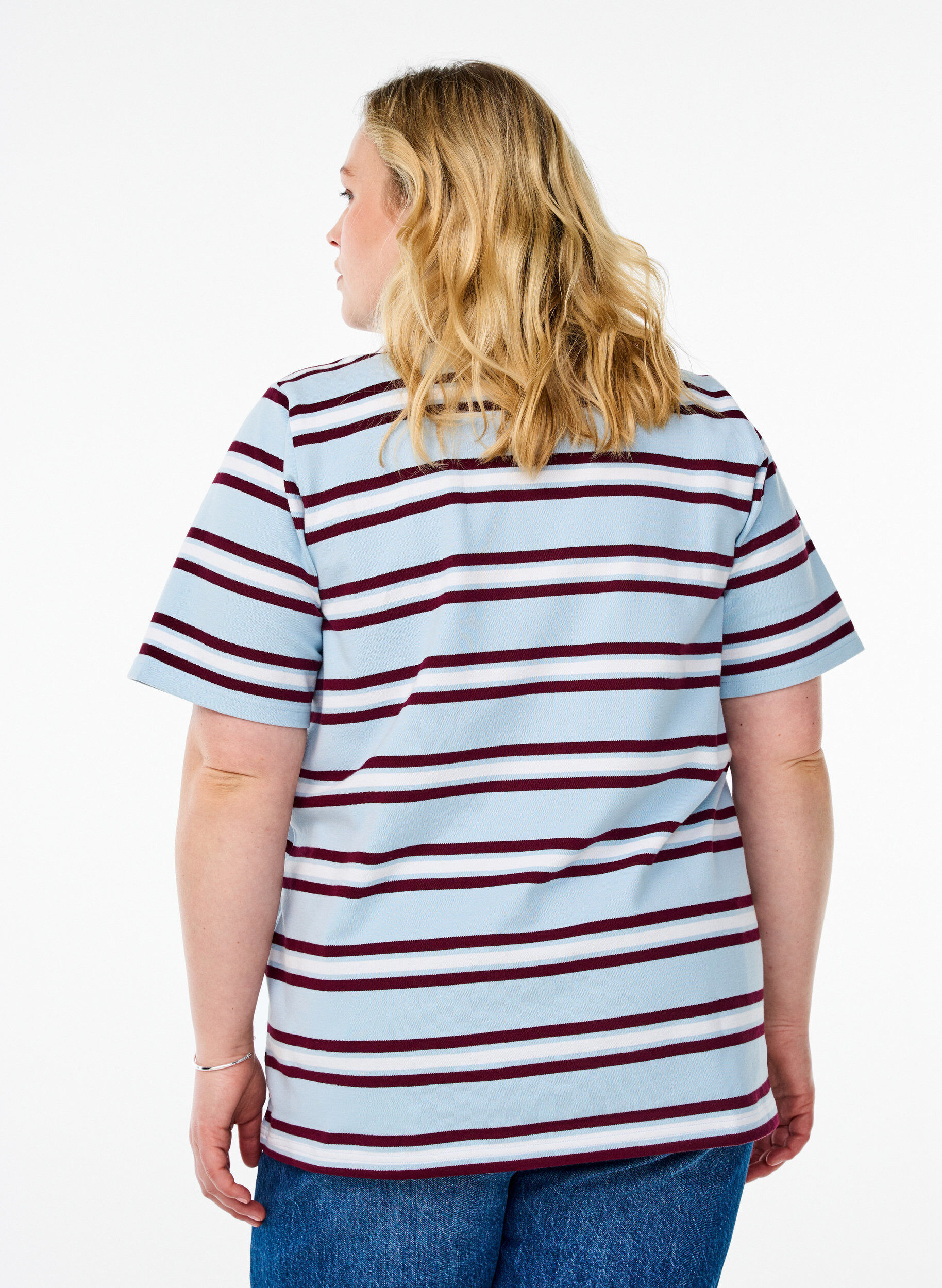 Zizzi Poloshirt mit kurzen &Auml;rmeln, Blau, Model image number 2