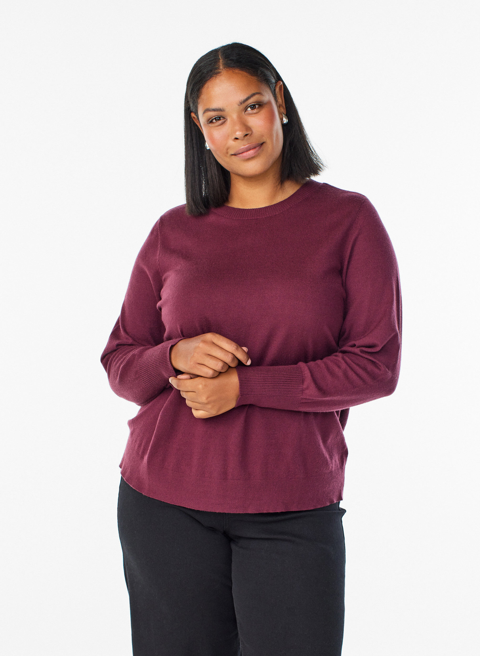 ZizziStrickpullover mit Rundhalsausschnitt, Rot, Model image number 0