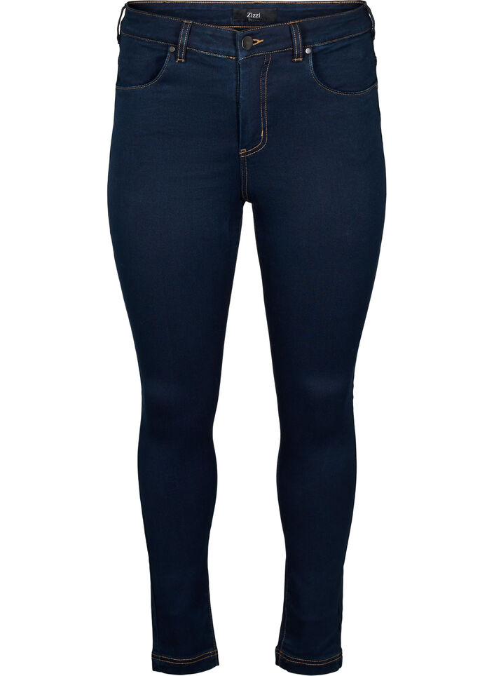 Super Slim Amy Jeans mit hoher Taille, Unwashed, Packshot image number 0