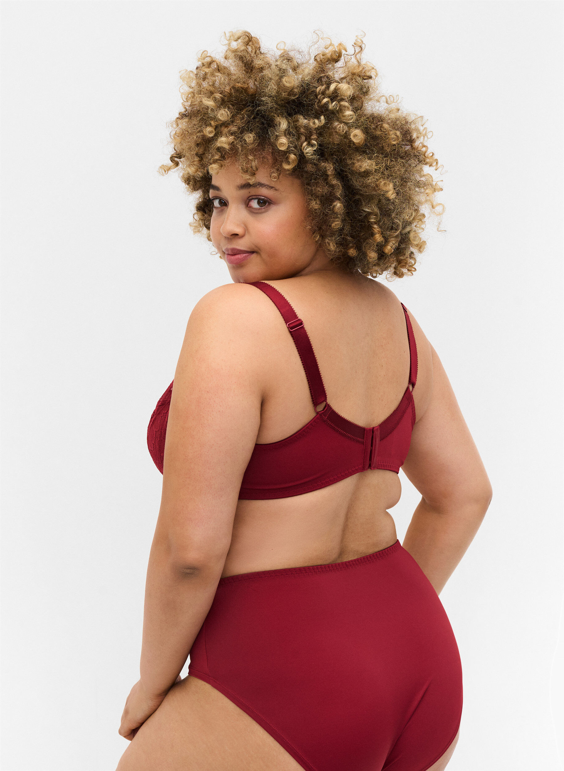 Zizzi Spitzen BH mit B&uuml;gel, Rhubarb, Model image number 1