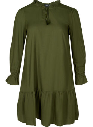 Viskose Kleid mit Schleifendetail, Rifle Green, Packshot image number 0