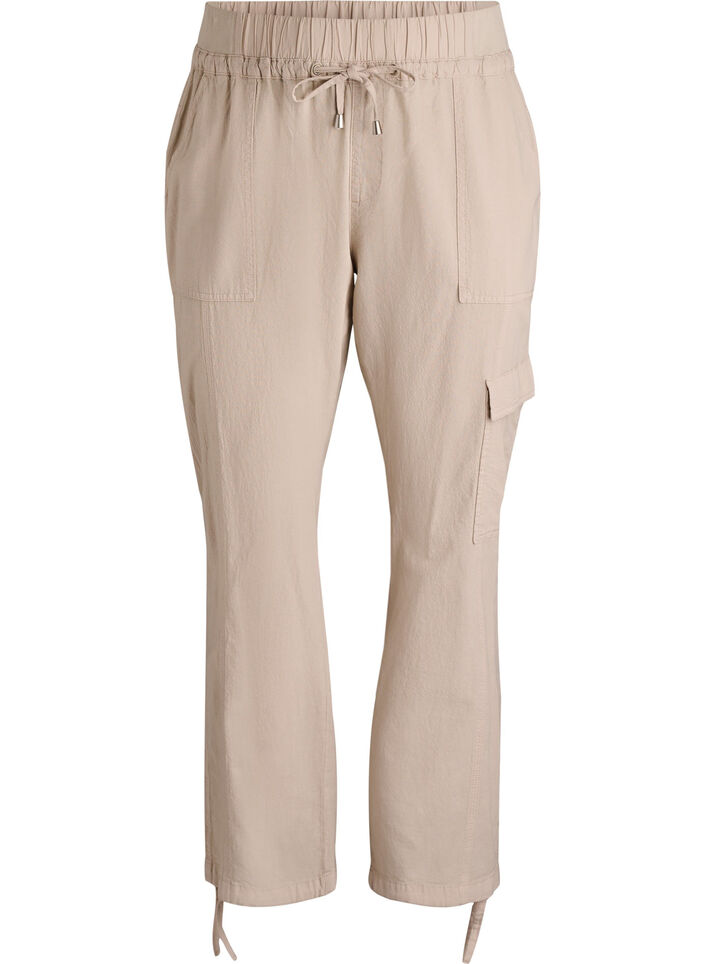 Lockere Cargohose aus Baumwolle, Beige, Packshot image number 0