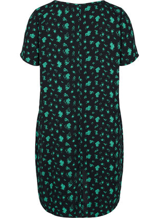 Bedrucktes Kleid mit kurzen Ärmeln, Green Flower AOP, Packshot image number 1