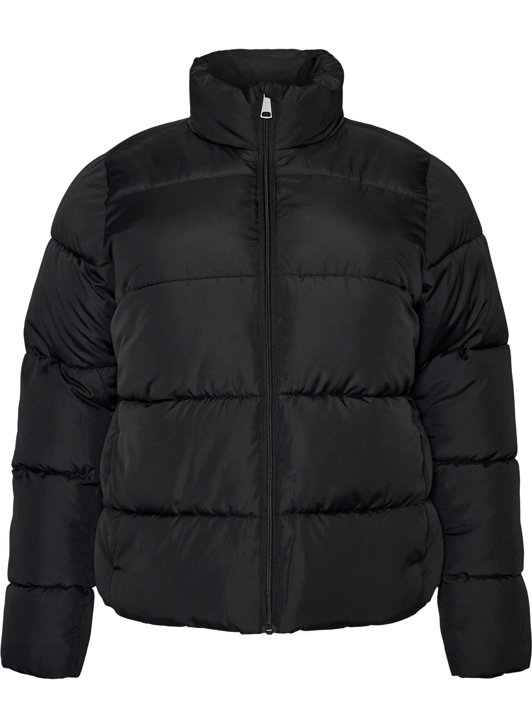 ZizziKurze Pufferjacke mit hohem Kragen, Schwarz, Packshot image number 0