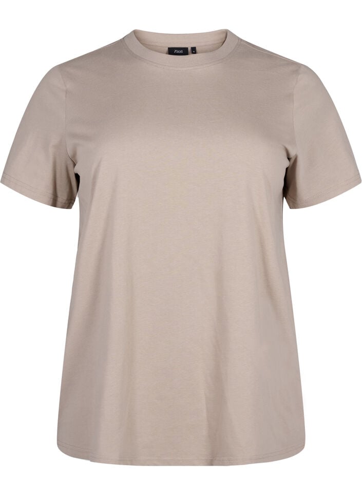 Basic-T-Shirt aus Baumwolle mit Rundhalsausschnitt, Beige, Packshot image number 0