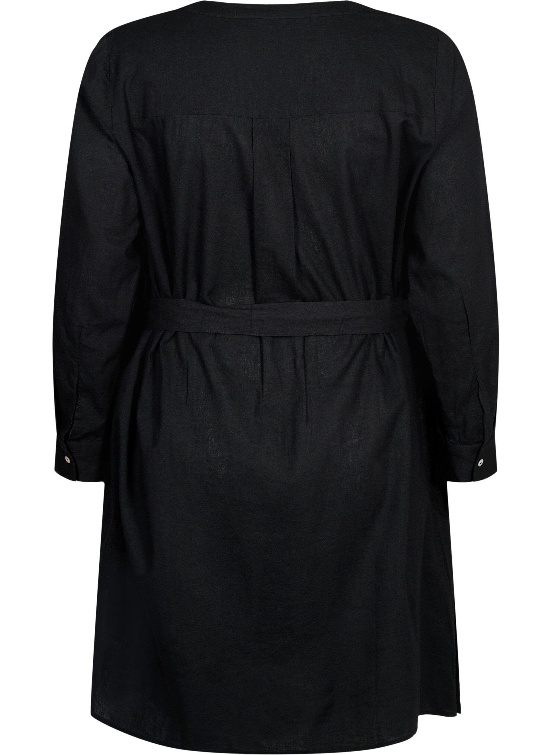 Zizzi Hemdkleid mit langen &Auml;rmeln, Black, Packshot image number 1