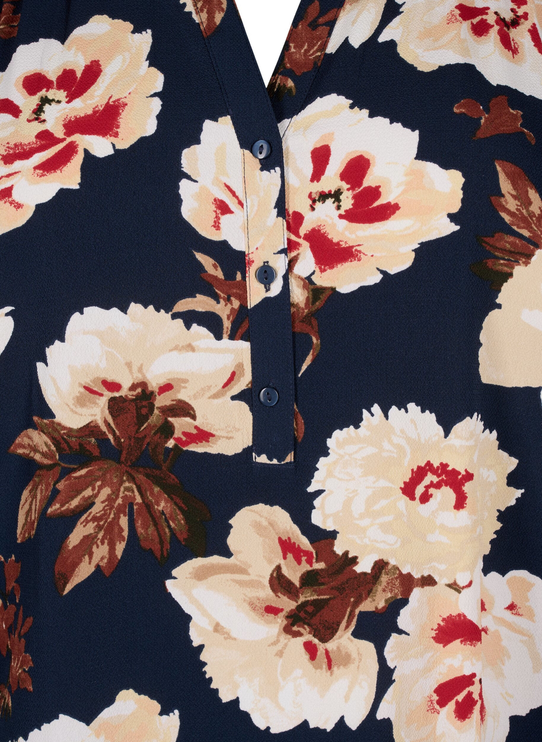 Zizzi Bluse mit kurzen &Auml;rmeln und V-Ausschnitt , Blau, Packshot image number 2