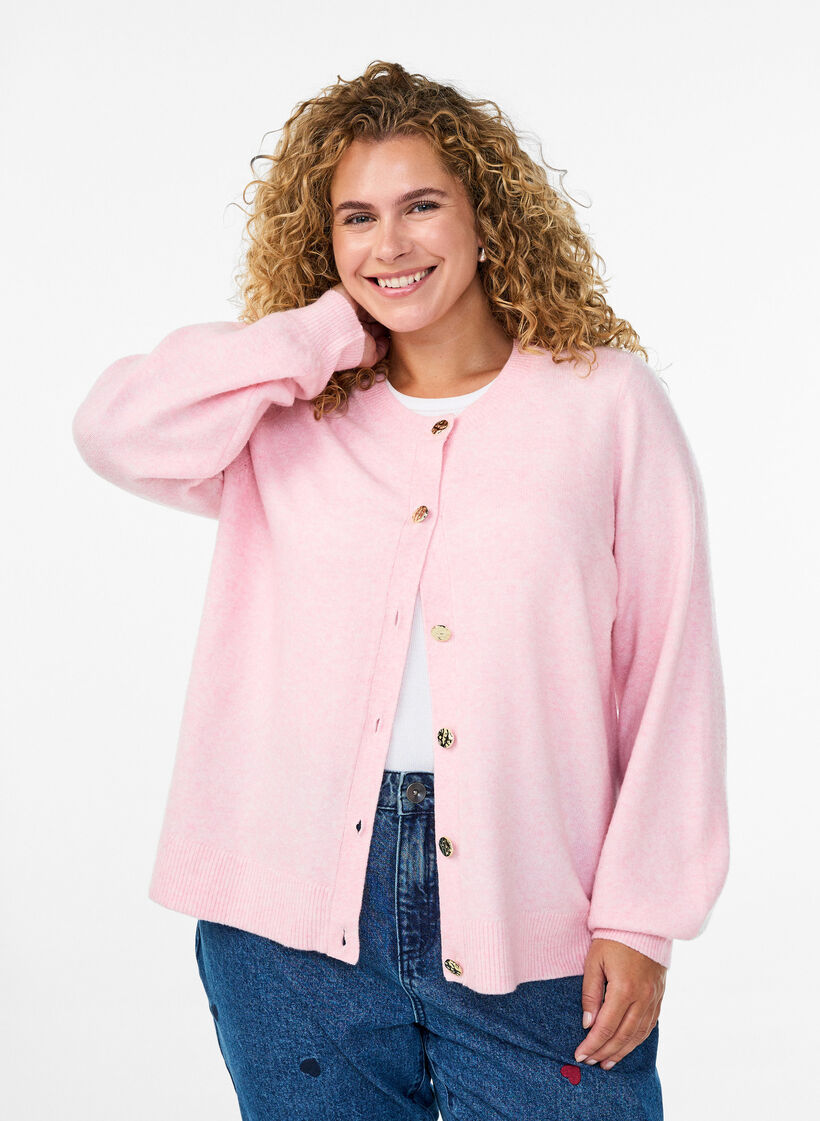 Cardigan aus weichem Strick mit goldfarbenen Kn&ouml;pfen, Rot, Model image number 0