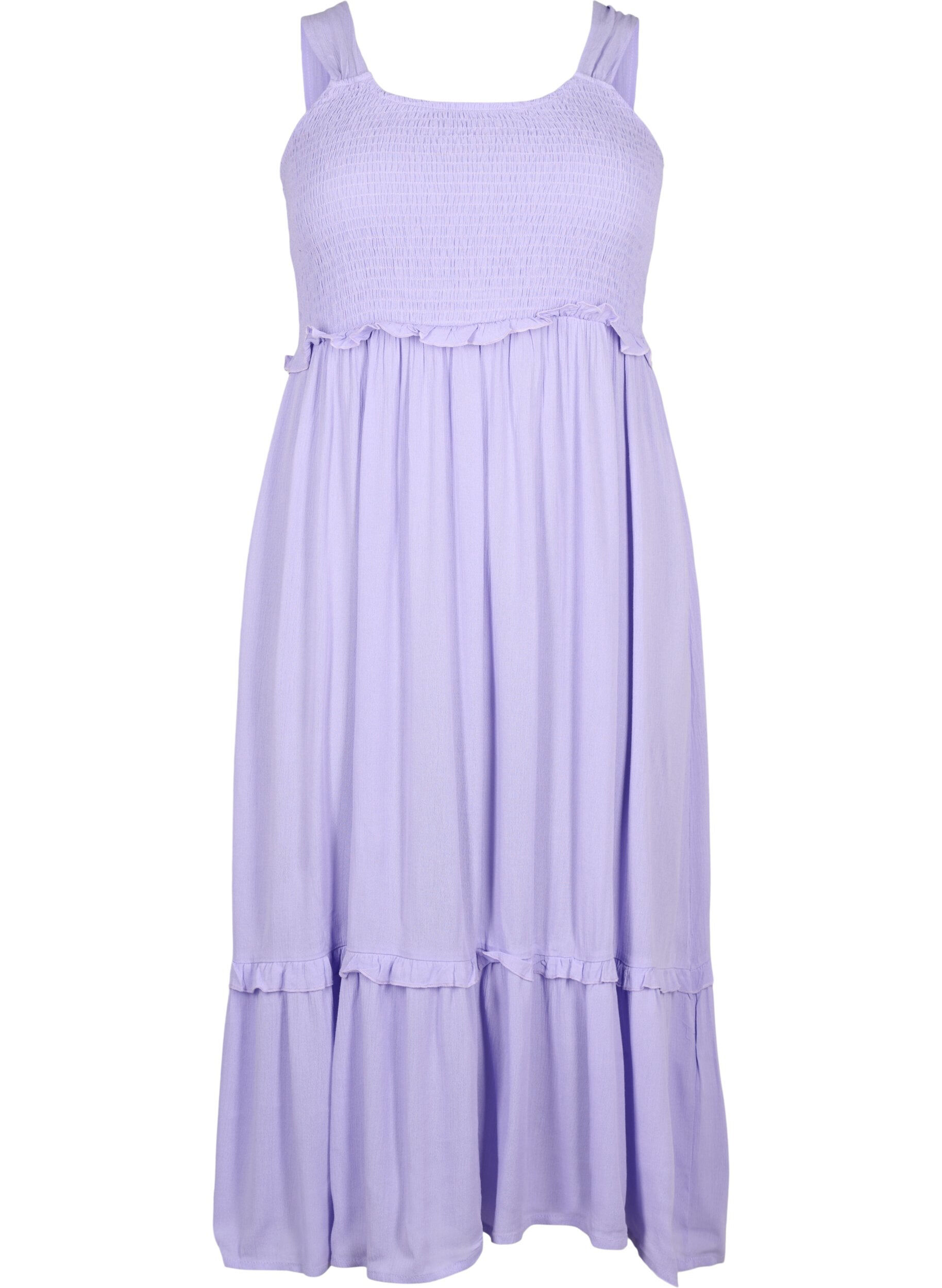 Zizzi Midikleid aus Viskose mit Smok, Lavender, Packshot image number 0