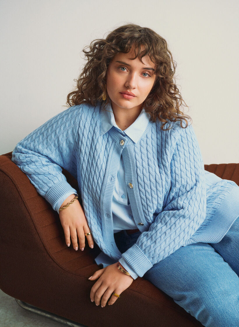 Lang&auml;rmliges Baumwollhemd, Blau, Image image number 0