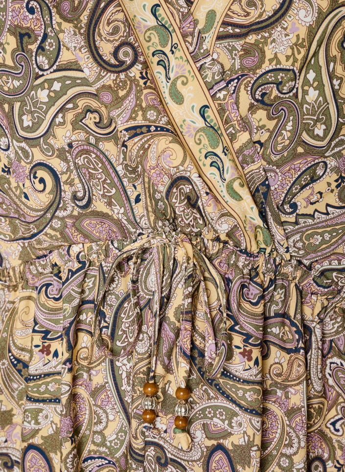 Tunika aus Viskose mit Paisley-Print und Bindeband, Gelb, Packshot image number 2