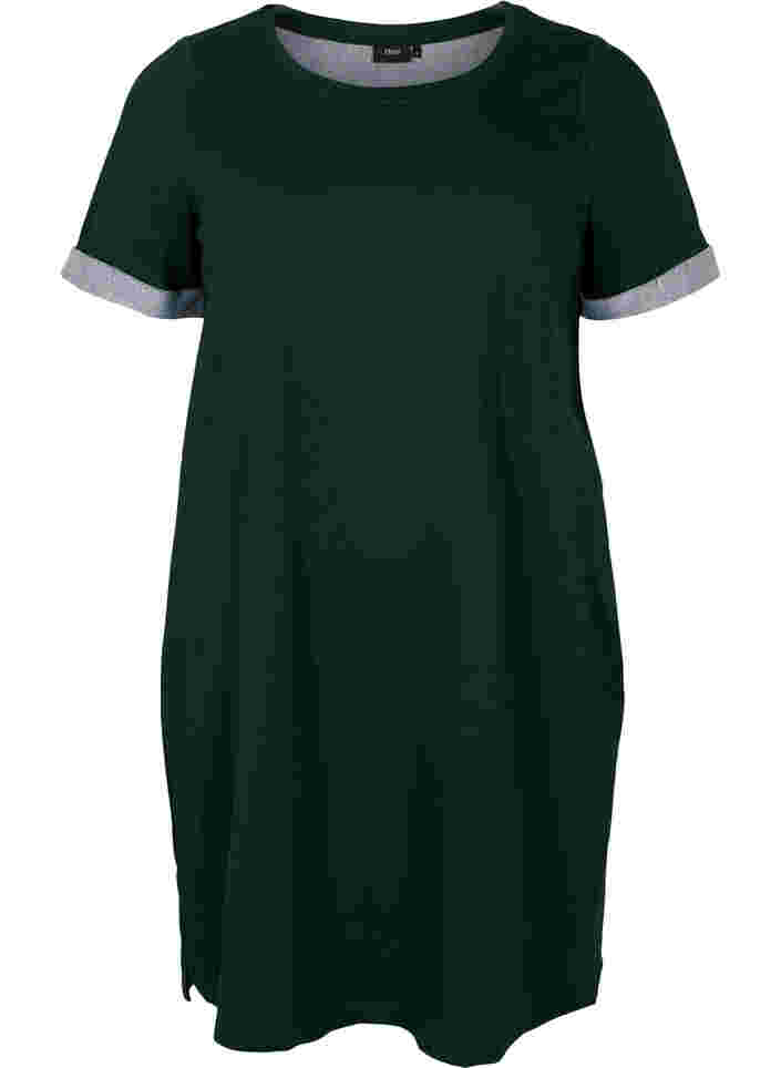 Sweatshirtkleid mit kurzen Ärmeln und Schlitzen, Scarab, Packshot image number 0