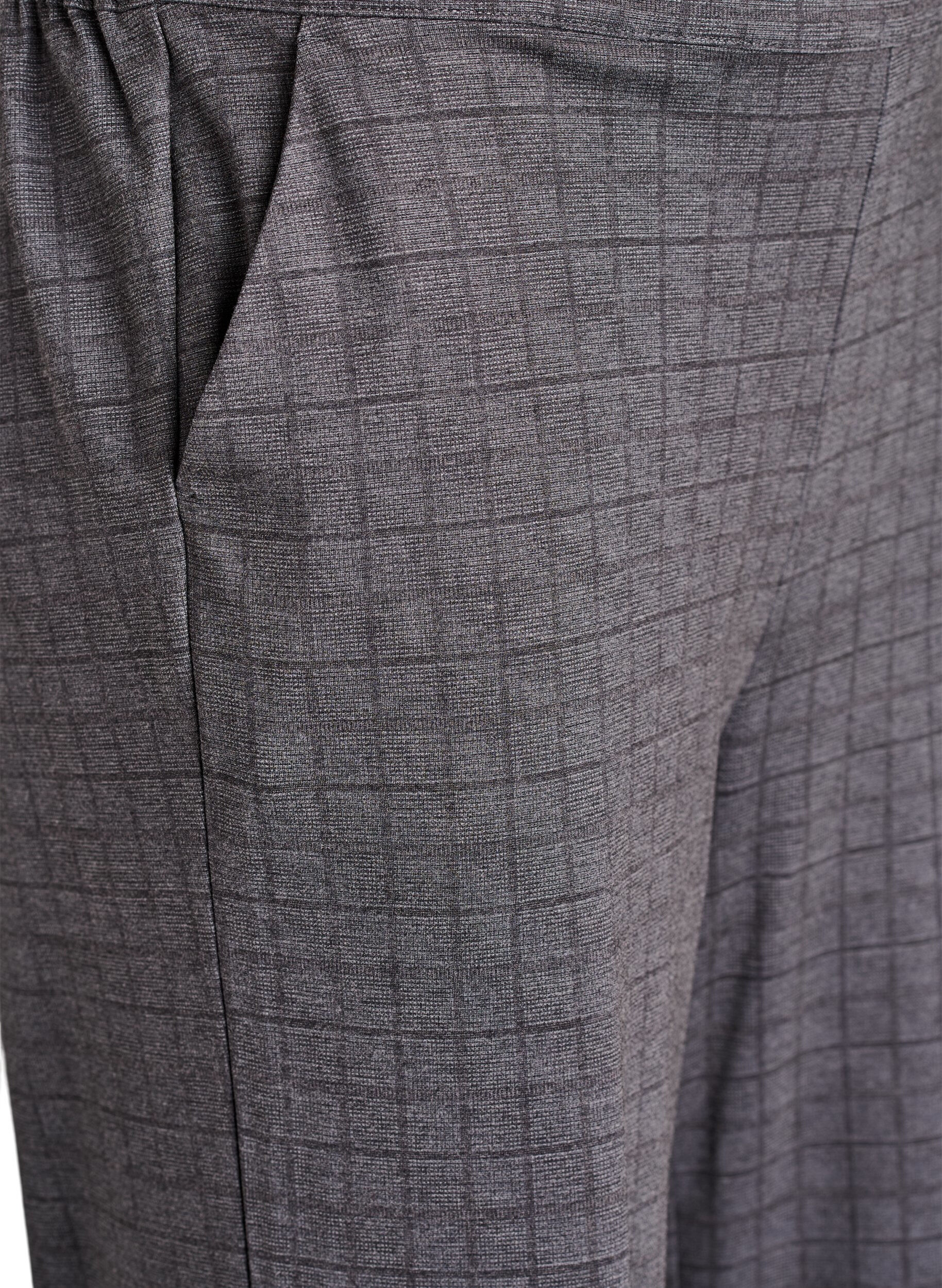 Zizzi Karierte Hose mit weitem Bein, Grau, Packshot image number 2