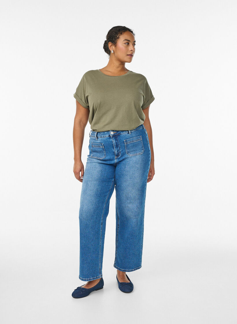 T-Shirt aus Baumwollmischung mit kurzen &Auml;rmeln, Gr&uuml;n, Model image number 1