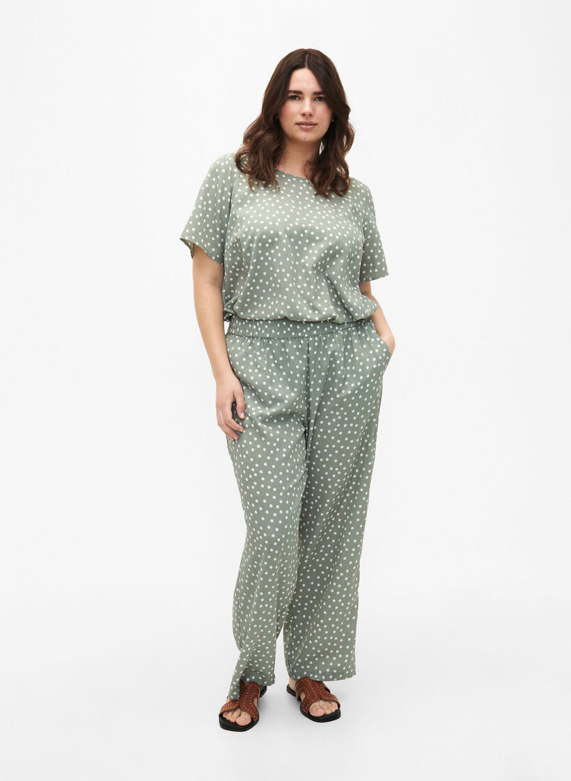 FLASH – Kurzärmelige Bluse mit Aufdruck, Iceberg Green Dot, Model image number 2