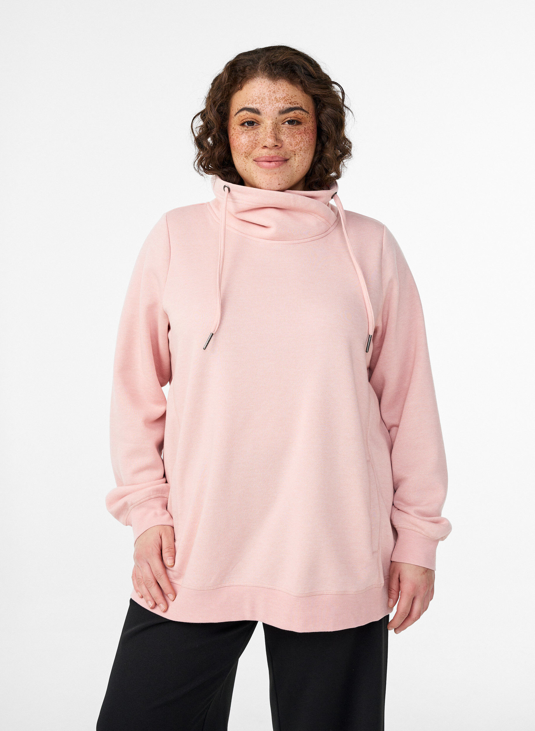 Zizzi Sweatshirt mit hohem Kragen und Taschen, Rot, Model image number 0