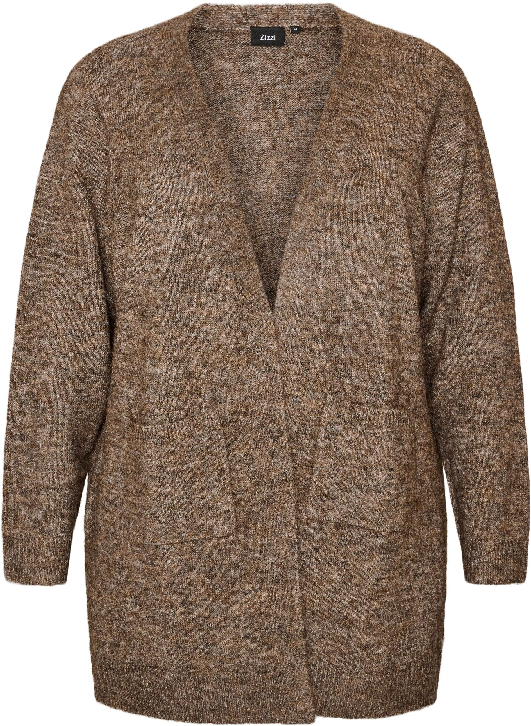 ZizziLange Strickjacke mit Taschen, Braun, Packshot image number 0