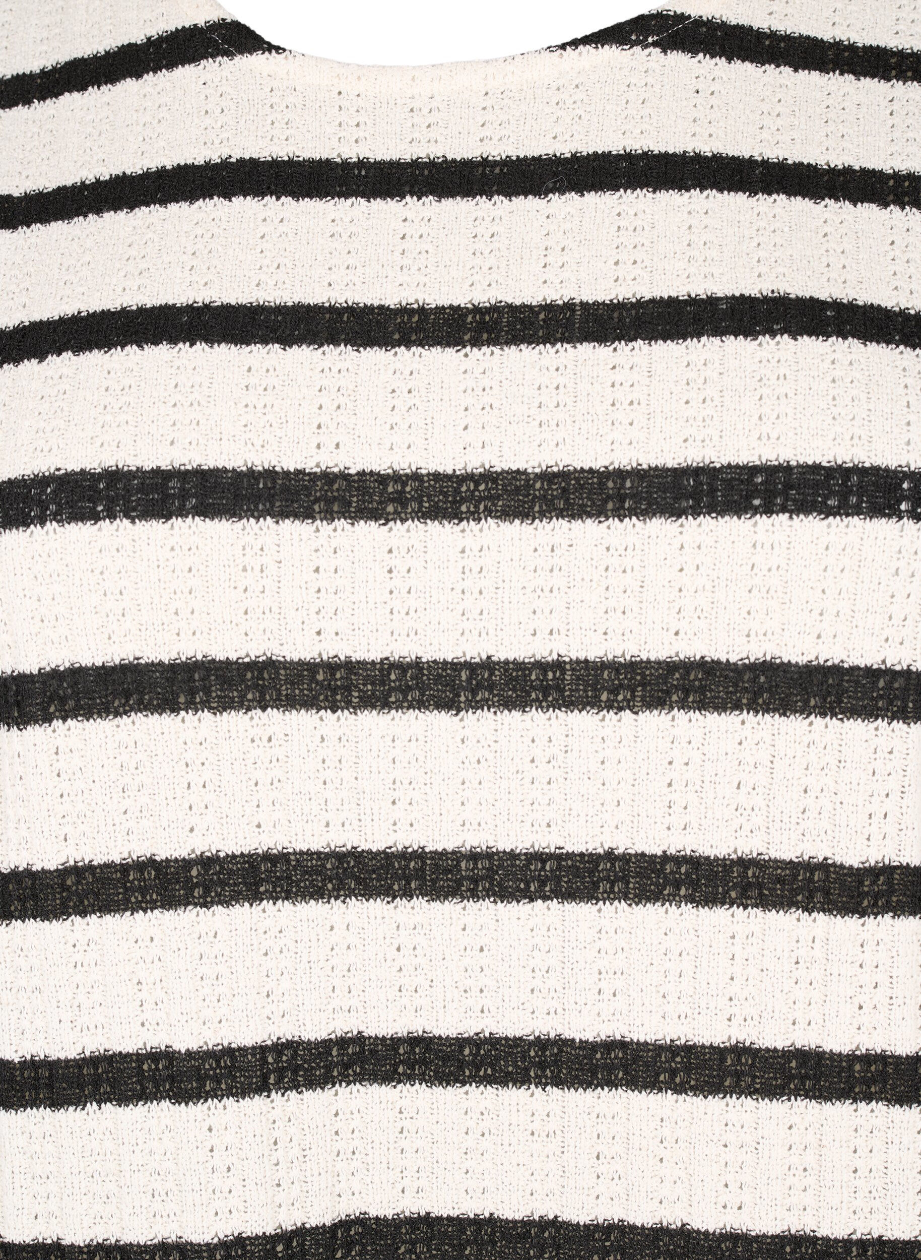 Zizzi Kurzarmbluse mit kontrastierenden Streifen, Sand Black Stripe, Packshot image number 2