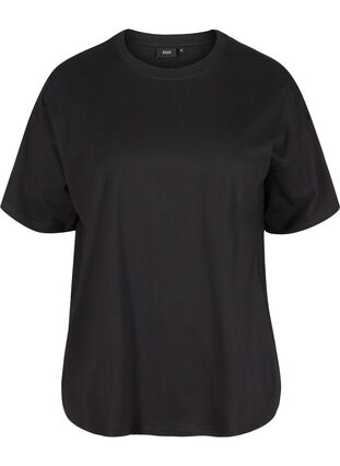 Kurzarm T-Shirt aus Baumwolle, Black, Packshot image number 0