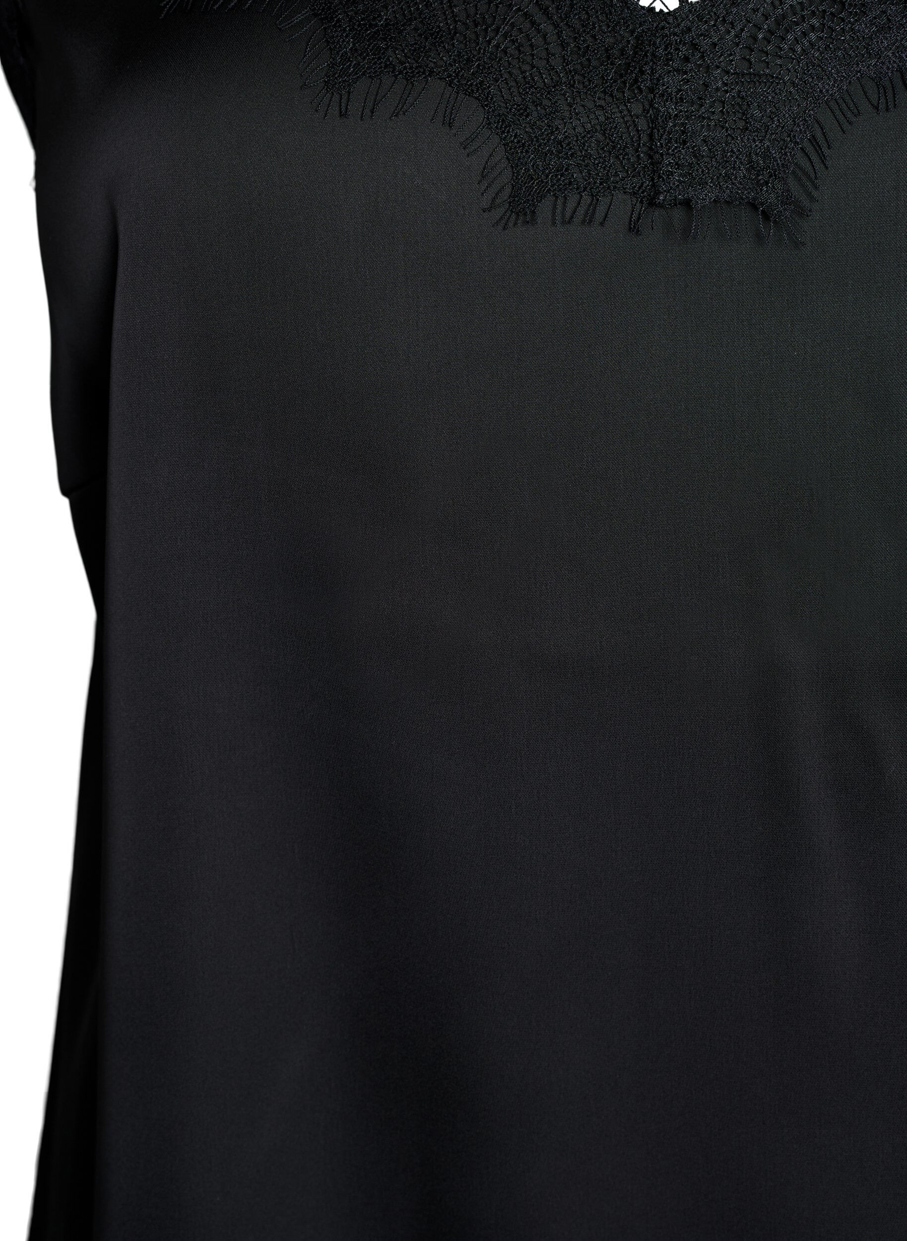 Zizzi Tr&auml;gertop aus Satin mit Spitze, Schwarz, Packshot image number 2